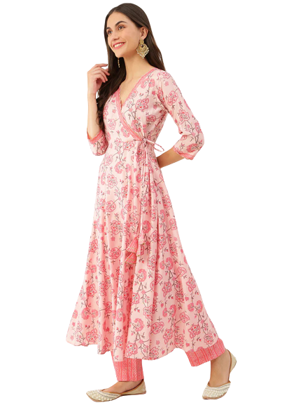 Elevate Your Style with Pink Chanderi 3 Piece Set