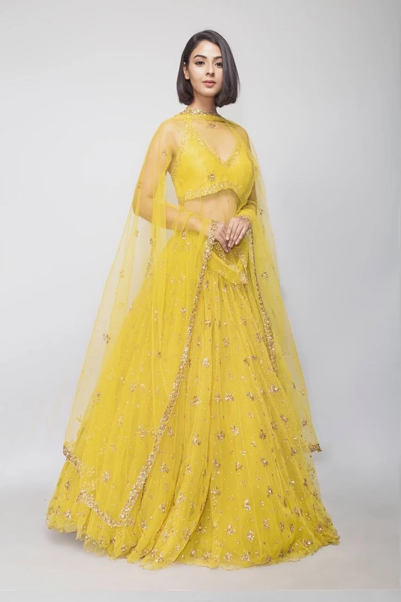 Yellow Lehenga Choli for Women and Girls Indian Wedding Dress Designer  Blouse Ready to Wear Lehnga Skirt - Etsy